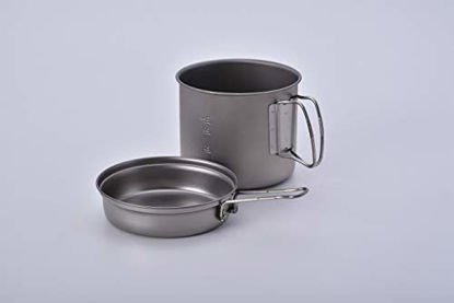 Picture of Snow Peak Trek 1400, SCS-009T, Japanese Titanium Cookware Set Pot and Skillet, Ultralight and Compact for Backpacking and Camping, Made in Japan, Lifetime Product Guarantee