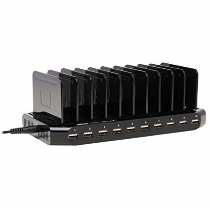 Picture of TRIPP LITE 10-Port USB Charging Station Dock with Storage Slots for Tablet iPhone iPad & Laptops (U280-010-ST),Black