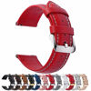 Picture of 12 Colors for Quick Release Leather Watch Band, Fullmosa Axus Genuine Leather Watch Strap, Red+silver buckle, 18MM