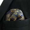 Picture of SHLAX&WING Paisley Blue Gold Pocket Square Mens Ties Silk Hankies MH10