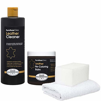 Picture of Furniture Clinic Leather Easy Restoration Kit | Set Includes Leather Recoloring Balm & Leather Cleaner, Sponge & Cloth | Restore & Repair Your Sofas, Car Seats & Other Leather Furniture (Navy Blue)