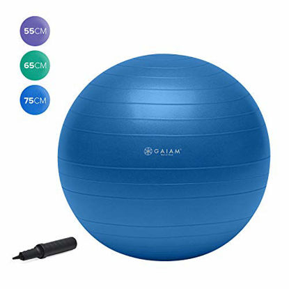 Picture of Gaiam Total Body Balance Ball Kit - Includes 75cm Anti-Burst Stability Exercise Yoga Ball, Air Pump, Workout Program