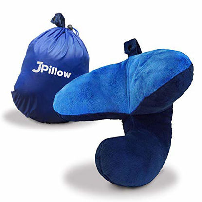 Picture of J-Pillow Chin Supporting Travel Pillow - 2020 Version - British Invention of The Year Winner - Supports Your Head, Neck & Chin (Blue)