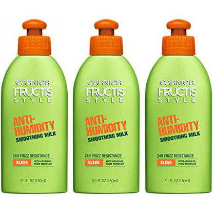 Picture of Garnier Fructis Style Anti-Humidity Smoothing Milk for Frizzy Hair, 5.2 Ounce Bottle, 3 Count