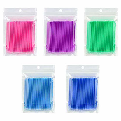 Picture of Cuttte 500 PCS Disposable Micro Applicators Brushes Latisse Applicator for Eyelashes Extensions and Makeup Application (Head Diameter: 1.5/2.0/2.5 mm)