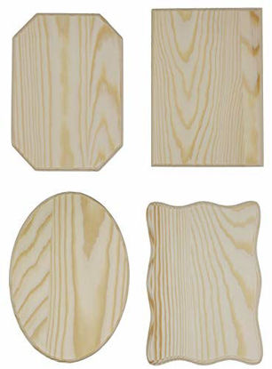 Picture of Creative Hobbies Unfinished Wood Plaques, 6.5 Inch x 4.5 Inch, 4 Assorted Shapes