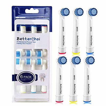 Picture of 6pcs Sensitive Gum Care Replacement Brush Heads Compatible with Oral b Braun Electric Toothbrush. Soft Bristle for Superior and Gentle Clean.