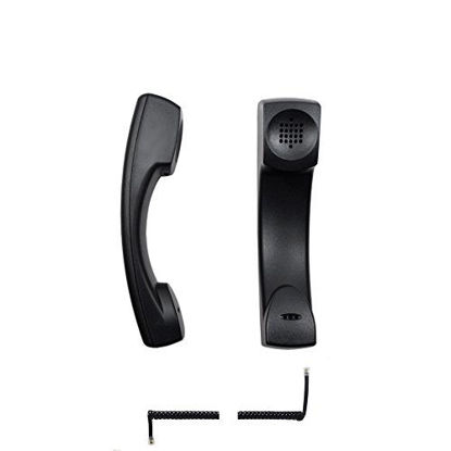 Picture of HD Compatible Handset Replacement for Polycom VVX 300 310 400 410 411 500 600 1500 Series IP Phones | 12 Feet Handset Cord Included, Charcoal Black - 2200-17680-001