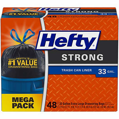 Picture of Hefty Strong Large Trash Bags, 33 Gallon, 48 Count