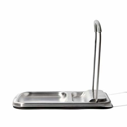 Picture of OXO Spoon Rest with Lid Holder, 3x4x1in, Stainless Steel