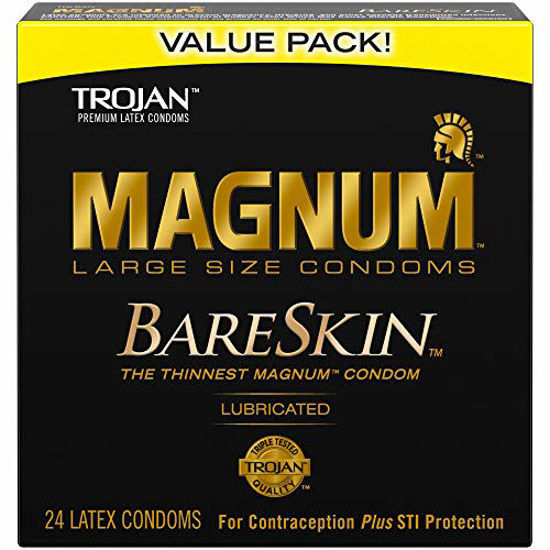 Picture of TROJAN MAGNUM BARESKIN Large Size, Premium Quality Latex Condoms, 24 Count