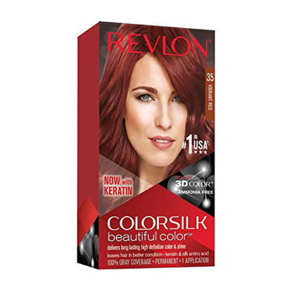 Picture of Revlon Colorsilk Beautiful Color Permanent Hair Color with 3D Gel Technology & Keratin, 100% Gray Coverage Hair Dye, 35 Vibrant Red