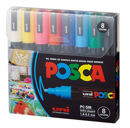 Picture of Posca Acrylic Paint Marker Set, 8 Color Medium, PC-5M, Version 2 (PC5M8SET)