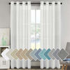 Picture of Window Treatments Linen Curtain Panels Open Weave White - Natural Linen Blended Sheer Curtains with Nickel Grommet for Living Room, Privacy Assured (52 by 96 Inch, Set of 2)