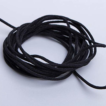 Picture of Elastic Cord for Masks, 1/8 inch Black Elastic Bands for Knit Sewing Crafts DIY Ear Band Loop, 10 Yard