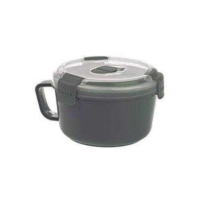 Picture of SnapLock by Progressive Noodles To-Go Container - Gray, Easy-To-Open, Leak-Proof Silicone Seal, Snap-Off Lid, Stackable, BPA FREE