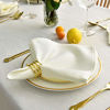 Picture of Maxmill Jacquard Cloth Napkin 20 x 20 Inch Swirl Pattern Solid Washable Polyester Dinner Napkins Set of 4 with Hemmed Edges Great for Family Holiday Dinners Weddings Parties and Banquets Ivory