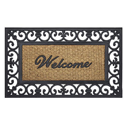 Picture of Achim Home Furnishings WRM1830FL6 Wrought Iron Rubber Door Mat, 18 by 30", Black/Brown