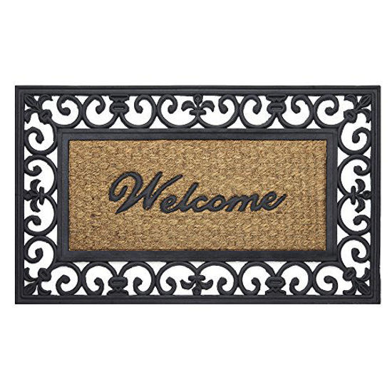Picture of Achim Home Furnishings WRM1830FL6 Wrought Iron Rubber Door Mat, 18 by 30", Black/Brown