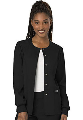 Picture of Cherokee Women's Snap Front Warm-up Jacket, Black, Large