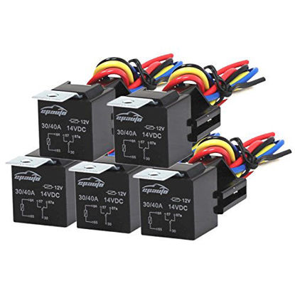 Picture of 5 Pack - EPAuto 30/40 AMP Relay Harness Spdt 12V, 5-PIN SPDT Bosch Style