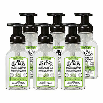 Picture of J.R. Watkins Foaming Hand Soap, Aloe & Green Tea, 6 Pack, Scented Foam Handsoap for Bathroom or  Kitchen, USA Made and Cruelty Free, 9 fl oz