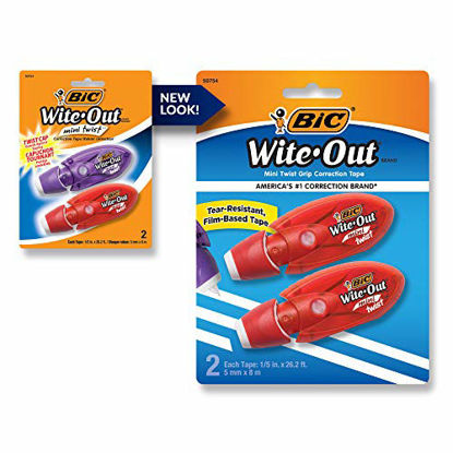 Picture of BIC Wite-Out Brand Mini Twist Correction Tape, White, 2-Count, Compact and Convenient Design for Easy Storage