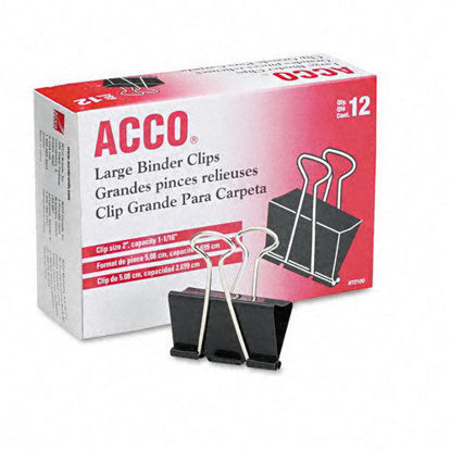 Picture of ACCO Binder Clips, Large, 1 Box, 12 Clips/Box (72100)