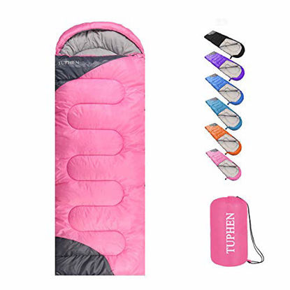 Picture of tuphen- Sleeping Bags for Adults Kids Boys Girls Backpacking Hiking Camping Cotton Liner, Cold & Warm Weather 4 Seasons (Winter, Fall, Spring, Summer), Indoor Outdoor Use, Lightweight & Waterproof