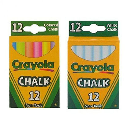 Picture of Crayola Chalk White & Colored 12-Pack (1 Pack of White & 1 Pack of Colored)