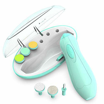 Picture of Baby Nail Clippers with Light, Lupantte Electric Baby Nail Trimmer, Safe Baby Nail File for Newborn to Toddler Toes and Fingernails, Kids Nail Care, Polish and Trim. (Green)