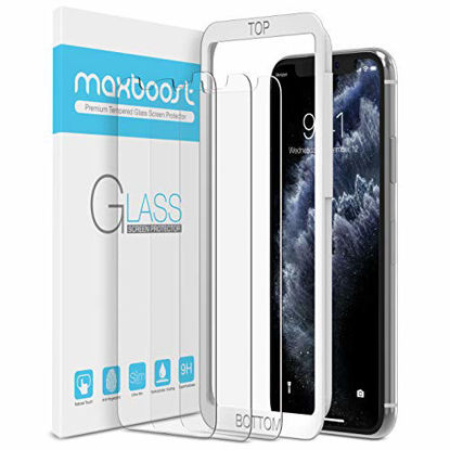 Picture of Maxboost Screen Protector for Apple iPhone 11 Pro Max and iPhone Xs Max (6.5") (3 Pack, Clear) 0.25mm Tempered Glass Screen Protector w/Advanced HD Clarity/Case Friendly 99% Touch Accurate
