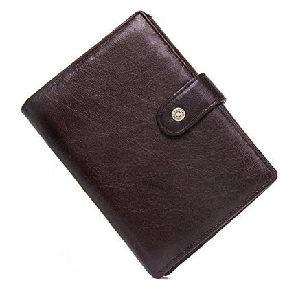 Picture of Contacts Mens Genuine Leather Card Coin Holder Purse Travel Passport Wallet Dark Brown