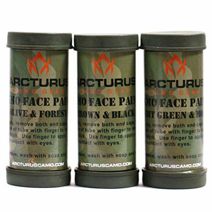 Picture of Arcturus Camo Face Paint Sticks - 6 Camouflage Colors in 3 Double-Sided Tubes | Compact Camo Concealment for Hunting, Paintball, Airsoft or Military Use