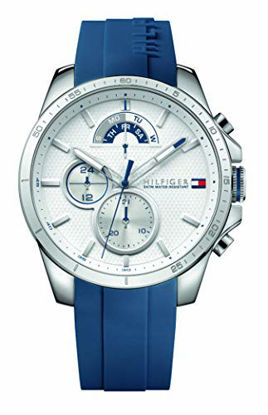 Picture of Tommy Hilfiger Men's Cool Sport Stainless Steel Quartz Watch with Silicone Strap, Blue, 22 (Model: 1791349)