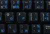 Picture of FRENCH AZERTY KEYBOARD STICKERS WITH BLUE LETTERING TRANSPARENT BACKGROUND