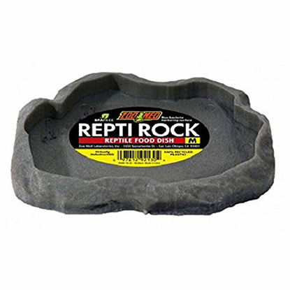 Picture of Zoo Med Reptile Rock Food Dish, Medium, 7.25"l x 6"w x 0.75"h, Colors may vary