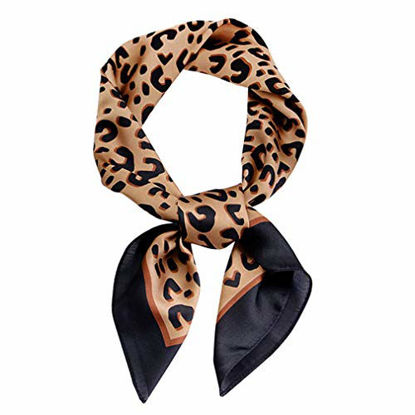 Picture of GERINLY Animal Print Scarfs for Women Leopard Neck Scarf Satin Head Scarf for Ponytail (Leopard)