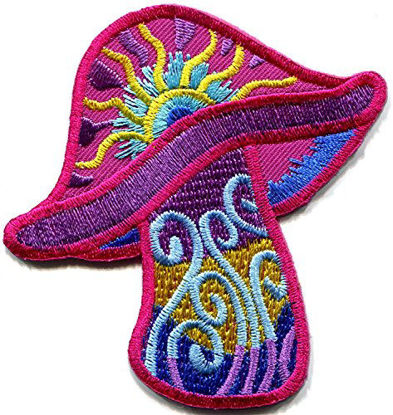 Picture of Mushroom Boho Hippie Retro Love Peace Weed Trance Embroidered Applique Iron-on Patch