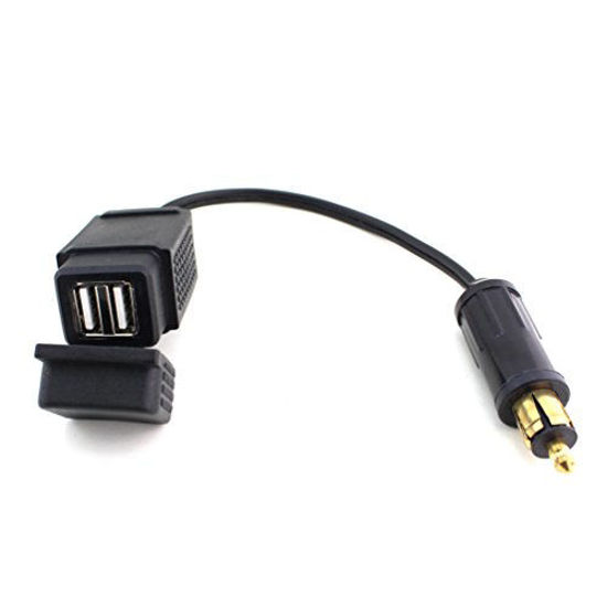 Sleek and Durable Black Dual USB Charger Adapter for Din Hella Plug