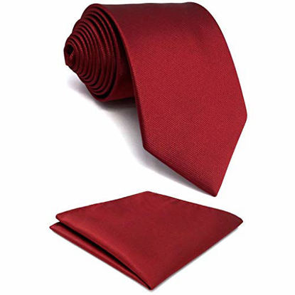 Picture of SHLAX&WING Solid Color Red Wedding Silk Neckties Set for Men with Pocket Square
