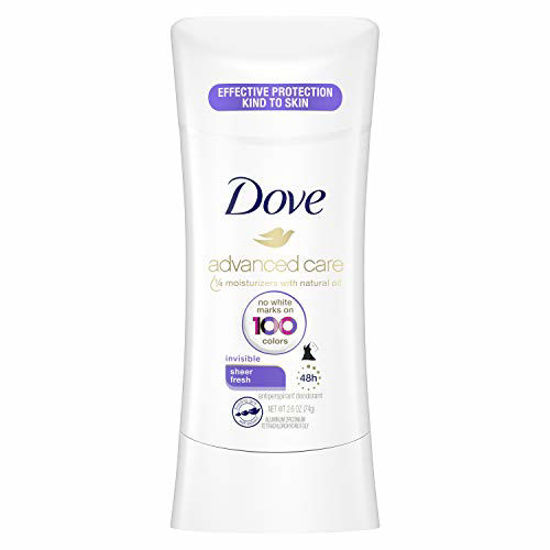 Picture of Dove Advanced Care Invisible Antiperspirant Deodorant Stick No White Marks on 100 Colors Sheer Fresh 48-Hour Sweat and Odor Protecting Deodorant for Women 2.6 oz