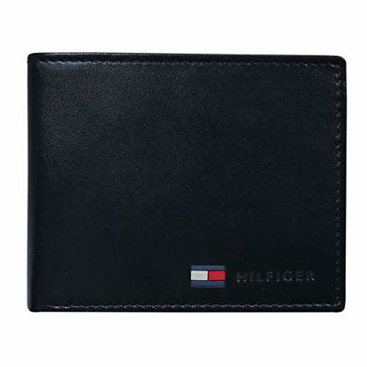 Picture of Tommy Hilfiger Men's Leather Slim Bifold Wallet with Coin Pocket, Black, One Size