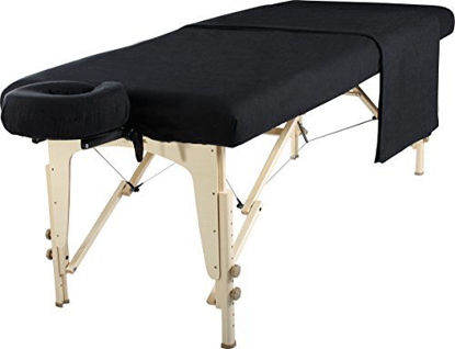 Picture of Master Massage Universal Massage Table Flannel Sheet Set 3 in 1 Table Cover, Face Cushion Cover, Table Sheet (Black)