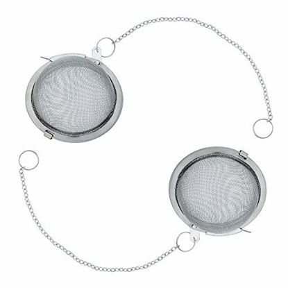 Picture of U.S. Kitchen Supply - 2 Premium Stainless Steel Tea Ball Strainer Infusers - 2.1" Size with Extra Fine Mesh - Steep Loose Leaf Tea, Herbal, Spices & Seasonings - Teapot, Tea & Coffee Cup Mug