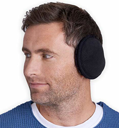 Picture of Ear Muffs for Men & Women - Winter Ear Warmers Behind the Head Style - Ear Covers for Cold Weather Black Soft Fleece Earmuffs