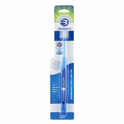 Picture of Brilliant Soft Toothbrush for Adults - With Over 14,000 360 Degree Micro-Fine, Rounded-Tip Bristles for Easy & Effective Cleaning, Blue, 6 Count