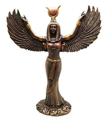 Picture of Ebros Gift Egyptian Goddess Isis Ra with Open Wings Statue 12" Tall Deity of Motherhood Magic Wisdom and Nature Home Decorative Sculpture Gods of Egypt Accent (Bronze Patina)