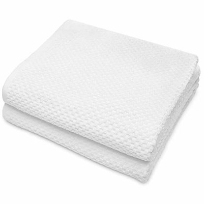 Picture of COTTON CRAFT- Euro Spa Set of 2 Luxury Waffle Weave Bath Sheets, Oversized Pure Ringspun Cotton, 35 inch x 70 inch, White