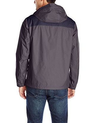 Picture of Tommy Hilfiger Men's Lightweight Breathable Waterproof Hooded Jacket, Navy/Charcoal, Large